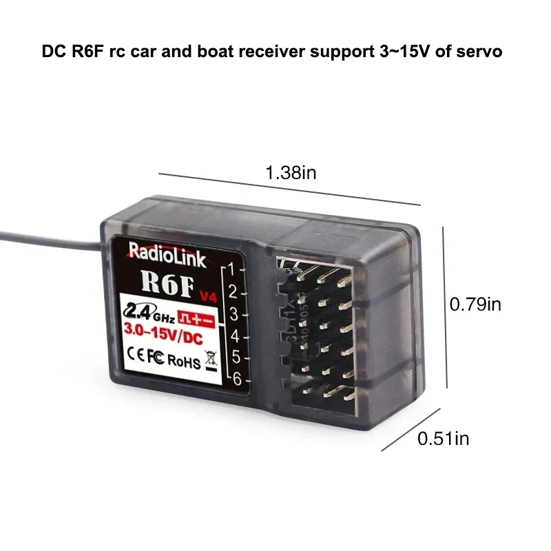 Radiolink R6F V4 2.4G FHSS 6-Channel Radio Control Receiver System for RC4GS