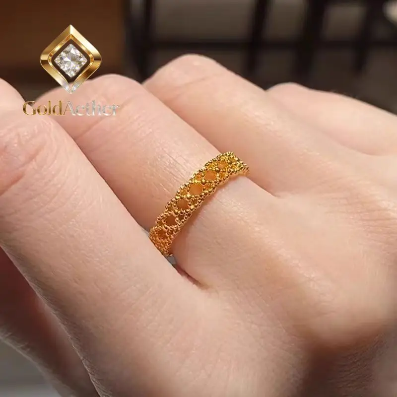 

GoldAether Luxury 24K 9999 Pure Gold real gold Lace Ring Women's Closed Mouth Ring Valentine's Day Gift