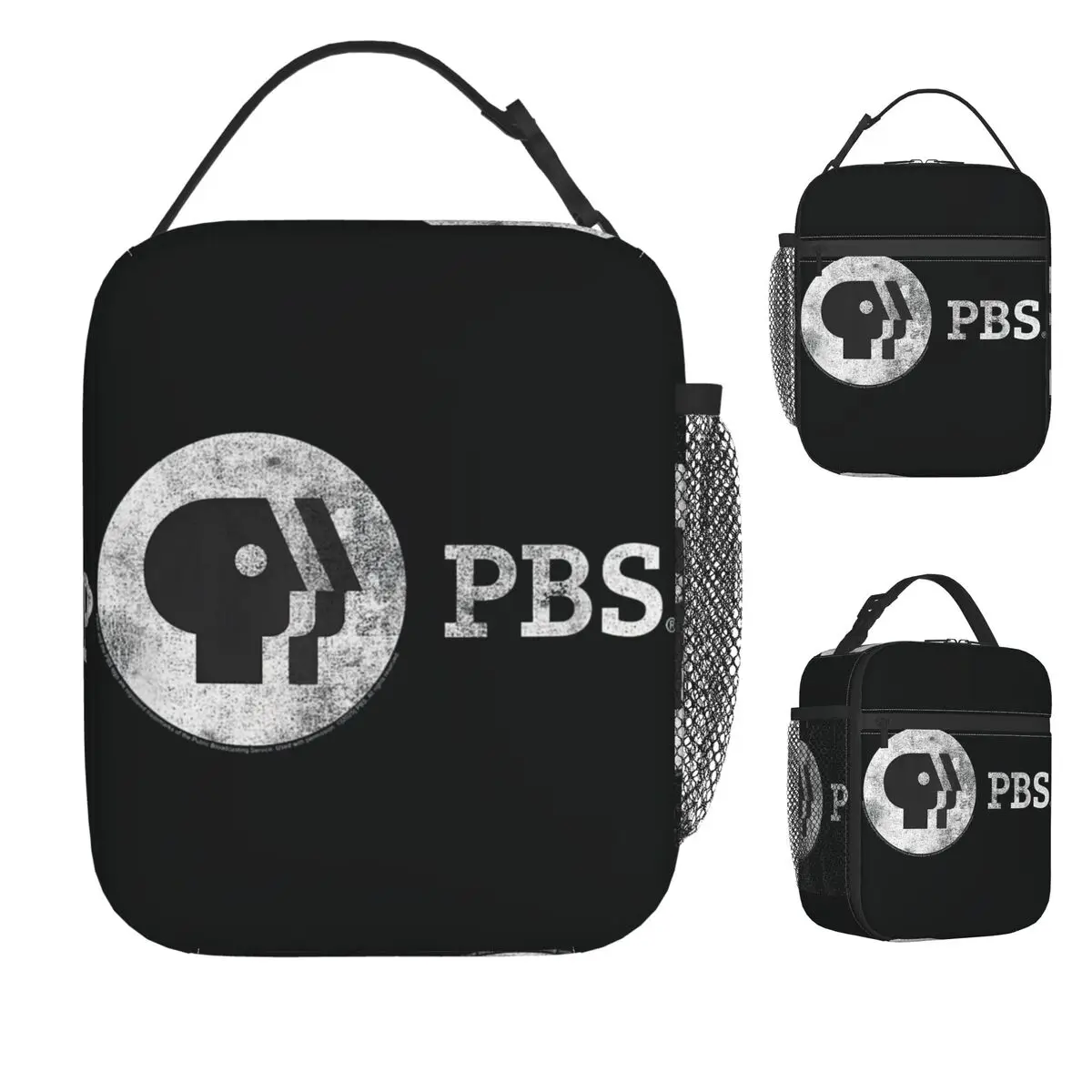 

Vintage PBS White Logo Public Broadcasting Service Lunch Bag Vintage Lunch Box Office Insulated Thermal Lunch Bags Cooler Bag