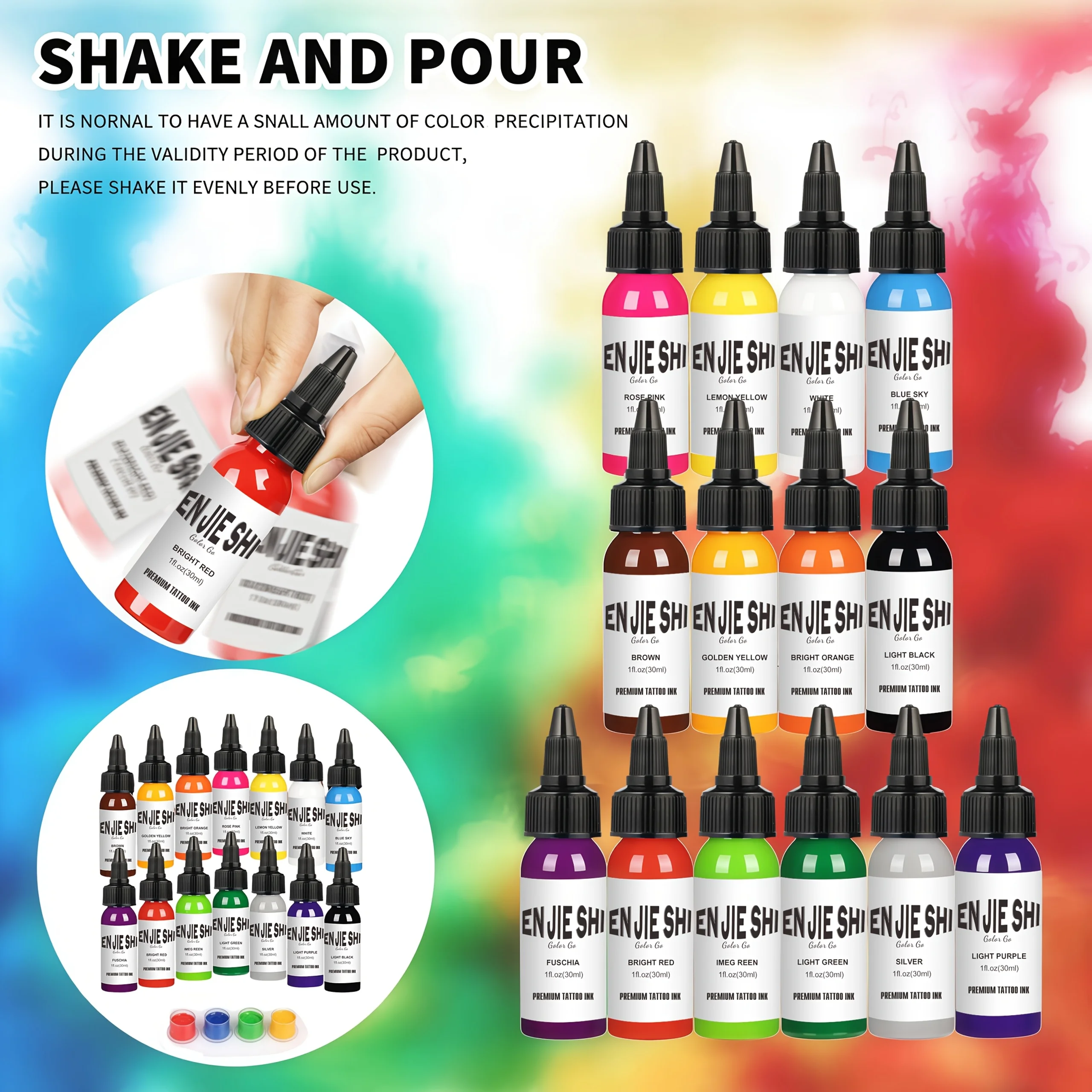 30ml 14 Colors Tattoo Ink Pigment with Box Body Art Tattoo Kits Professional Beauty Paints Makeup Tattoo Supplies Semi-permanent