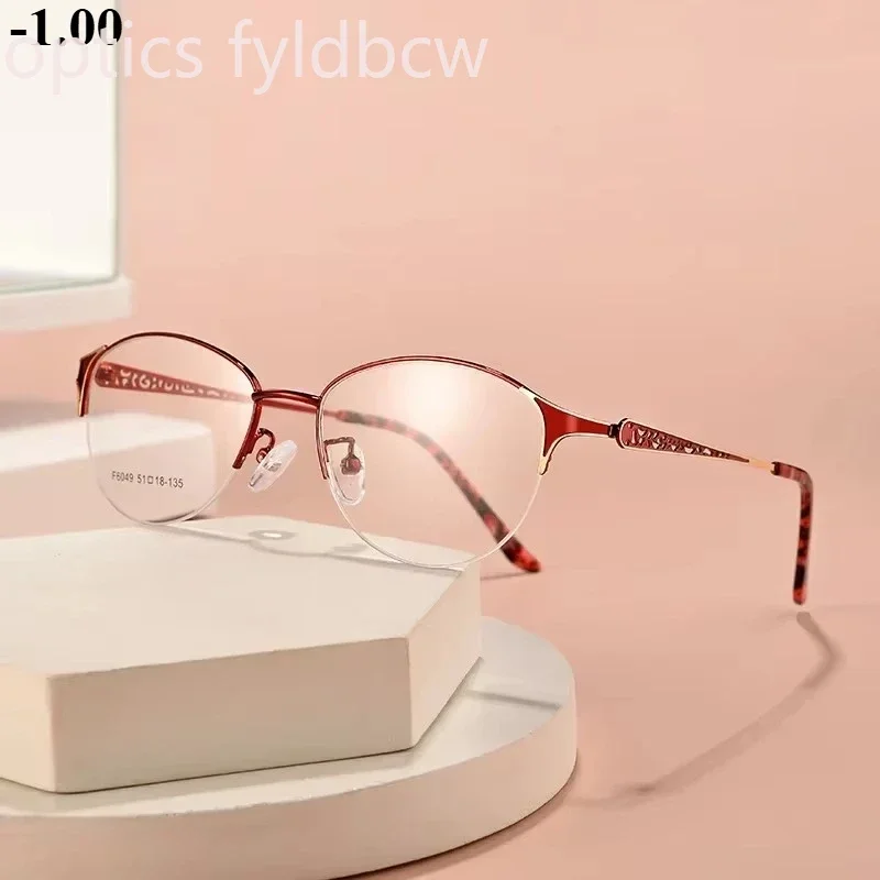 

Myopia Optical Glasses -100-125-225-250-275-300-325-350 Women's Half-frame Reading Glasses To Correct Astigmatism Customization