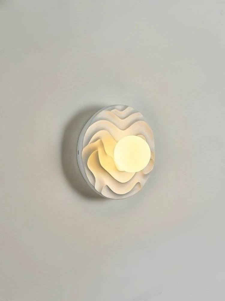 Nordic minimalist wall lamps resin wood grain LED Modern living room corridor bedroom decor wall light patterned circular lights