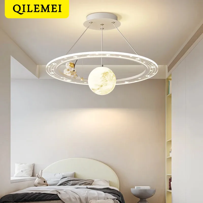 lustre de led para astronauta infantil luz criativa do quarto iluminacao nordica minimalista do ceu estrelado lustres lampada do quarto da menina 01