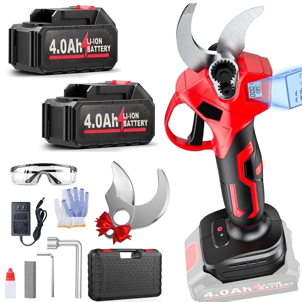 

Cordless Electric Pruning Shears with LCD Display Brushless Motor 1.2 Inch Cutting Diameter 2 Batteries Ergonomic Design