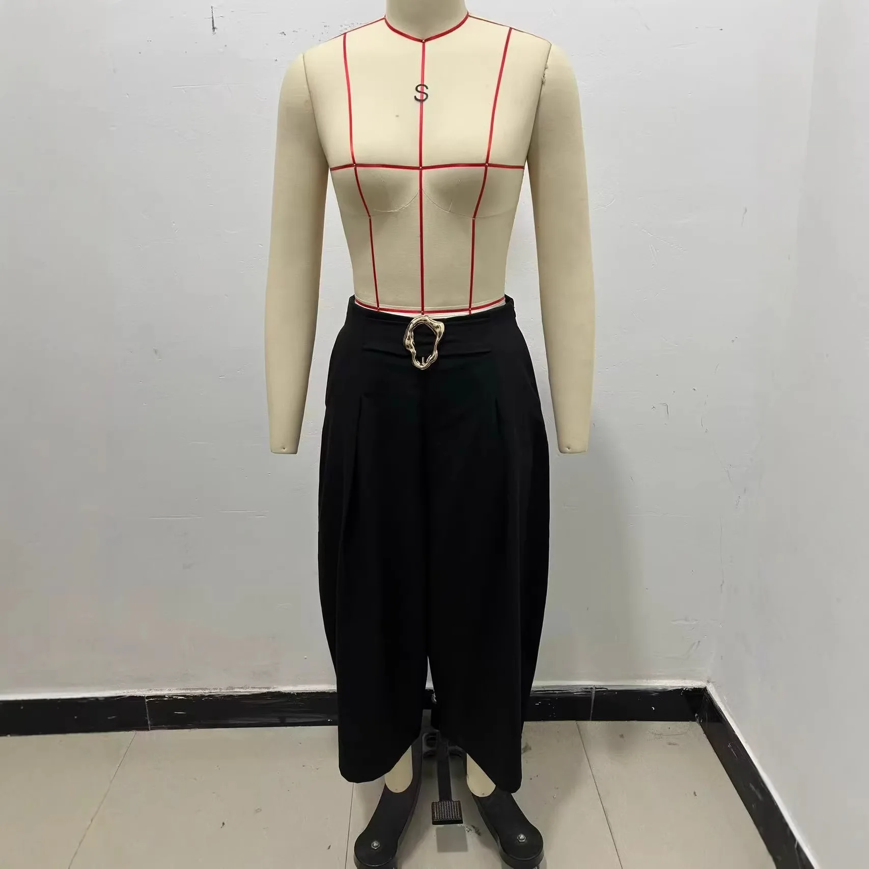 Withered 2026 European And American Spring New Fashionable Simple And Versatile Buckle Decoration Wide Leg Pants Casual Pants