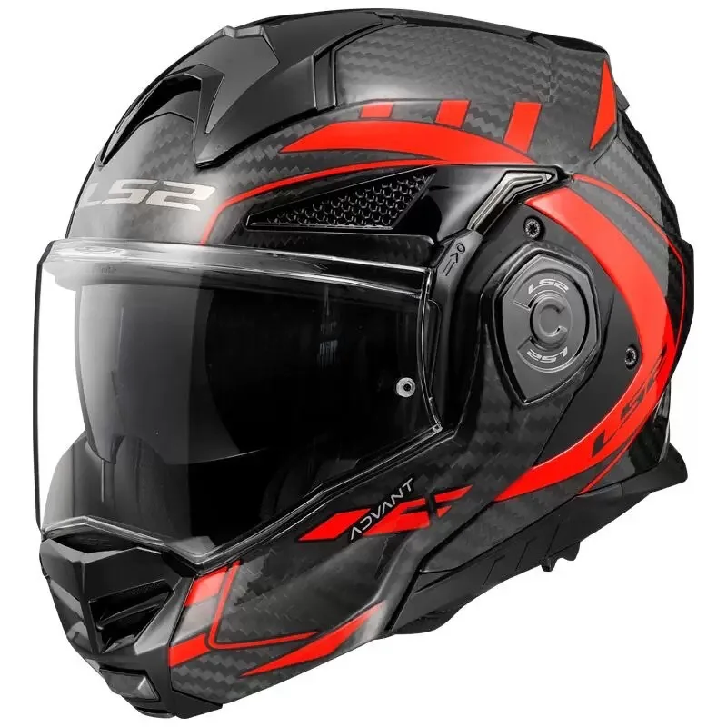 LS2 FF901 Fibra de Carbono Valiant abatible hacia arriba 180 °   Casco de motocicleta con visera giratoria de doble lente Casco Capacete