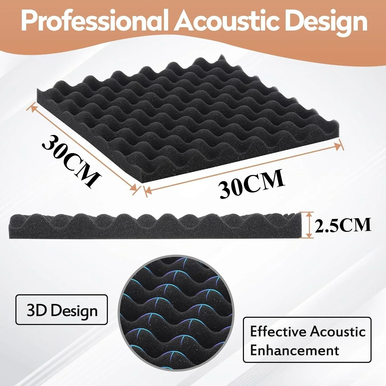 12PCS High Density Egg Crate Soundproofing Foam Panel Fire Resistant Acoustic Insulation for Studio Home Wall Noise Reduction - view 6