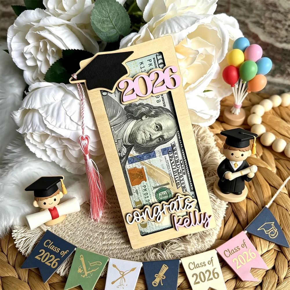 

Custom Graduation Card Holder Personalized Name Blessing Grad Cap Tassel Keepsake Congrats Grad Souvenir Gift For Class Of 2026