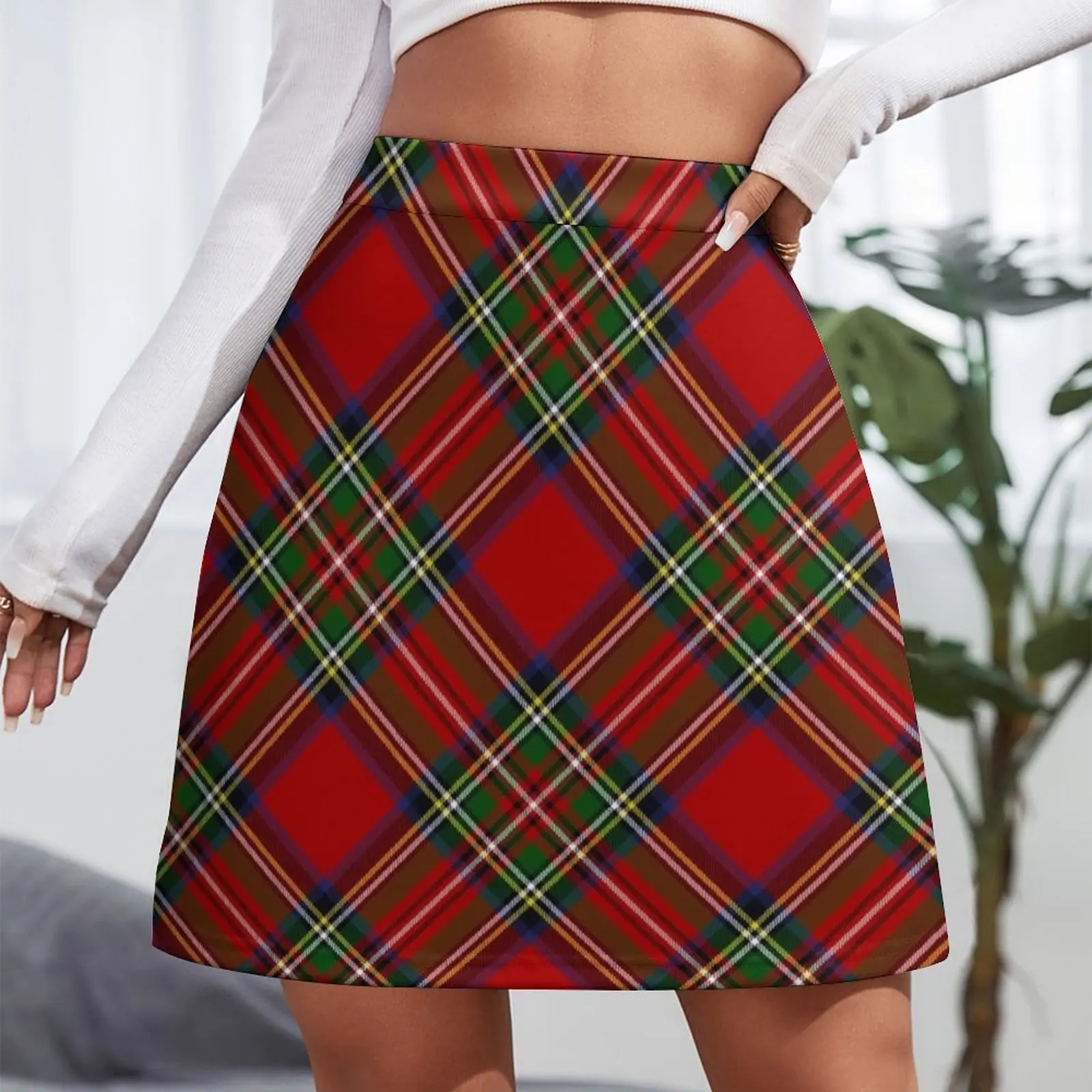 Royal Stewart Tartan Cross Plaid Mini Skirt mini denim skirt Woman skirt Dresses