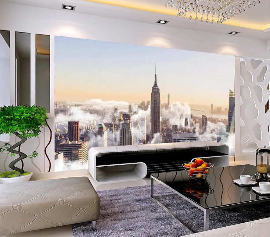 Custom 3D Wallpaper Hand-Painted Abstract City Night Scene Mural for Home Decoration TV Sofa Background wall 3d wallpaper