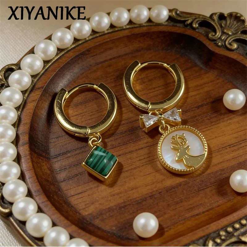 XIYANIKE Asymmetric Zircon Geometry Drop Dangle Earrings For Women Vintage Punk Fashion New Jewellry Gift Party серьги