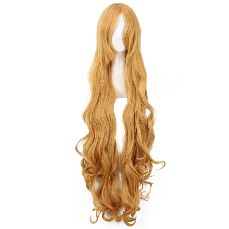 Toradora! Aisaka Taiga 100cm Long Curly Wavy Golden Brown Heat Resistant Hair Cosplay Costume Wig   Free Wig Cap