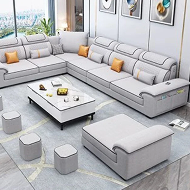 Couch Puffs Living Room Sofas Futon Modern Luxury Corner Lounge White Living Room Sofas Balcony Muebles Postmodern Furniture