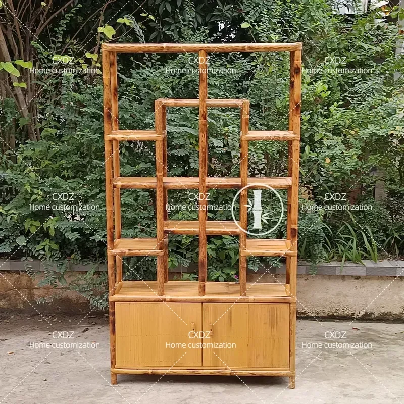 Bamboo Shelf Simple Chinese Style Bogu Shelf Bookshelf Tea Cabinet Multi Layer Floor Storage Rack