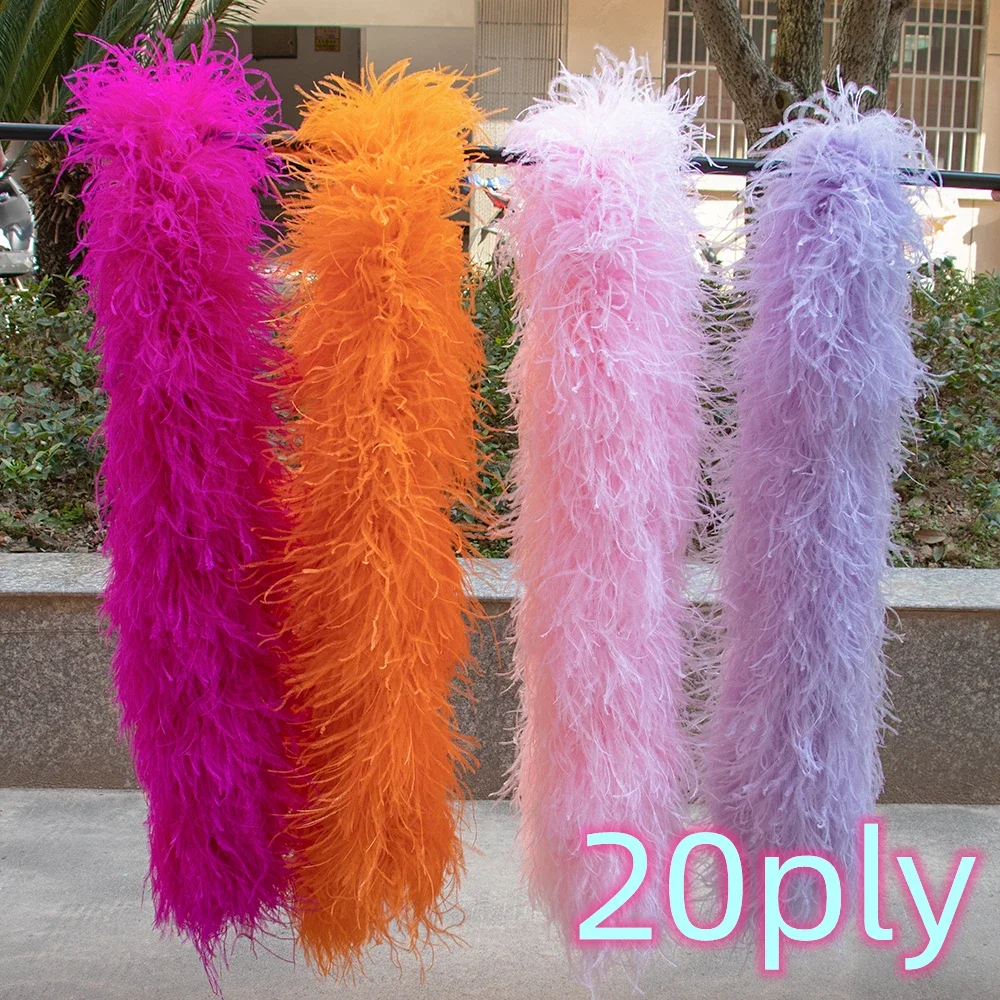 2 Meter Colored Ostrich Feather Boa 3 6 10 15 20Ply Big Ostrich Feather Shawl Jewelry Wedding Party Dresses Scraft Decoration