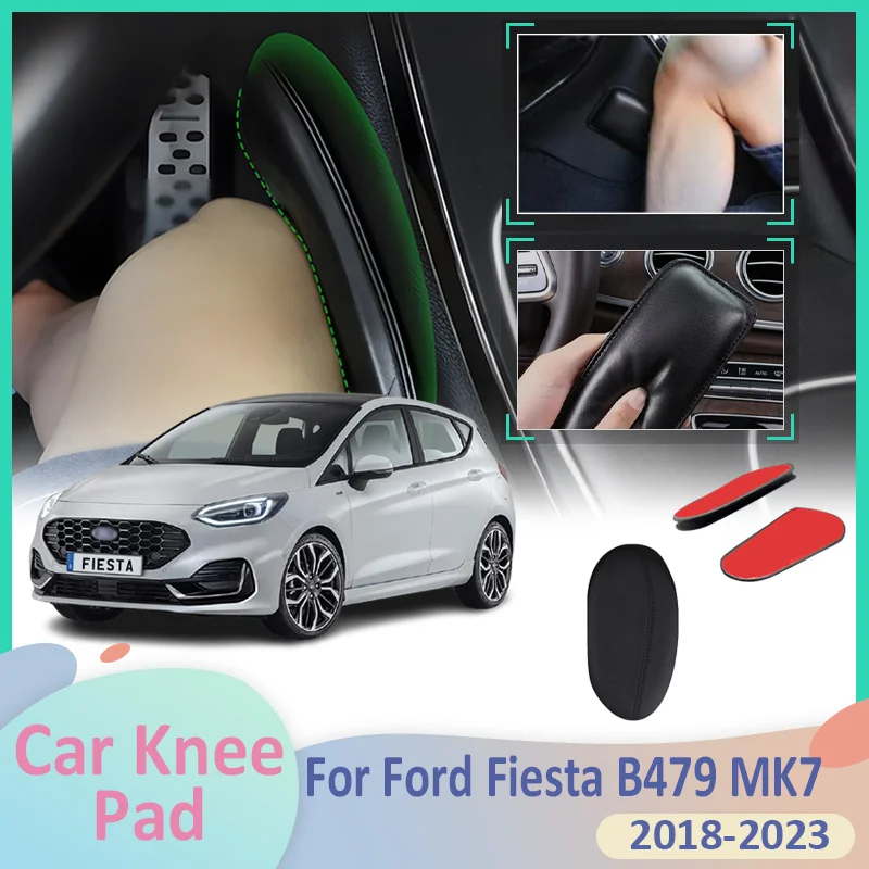 For Ford Fiesta B479 MK7 2018~2023 2021 2022 Car Leg Knee Pad PU Foot Lether Center Control Elbow Cushions Auto Armrest Interior