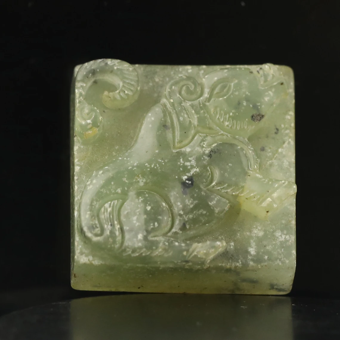 الصين اليشم الطبيعي منحوتة تمثال التنين ختم قلادة قلادة e