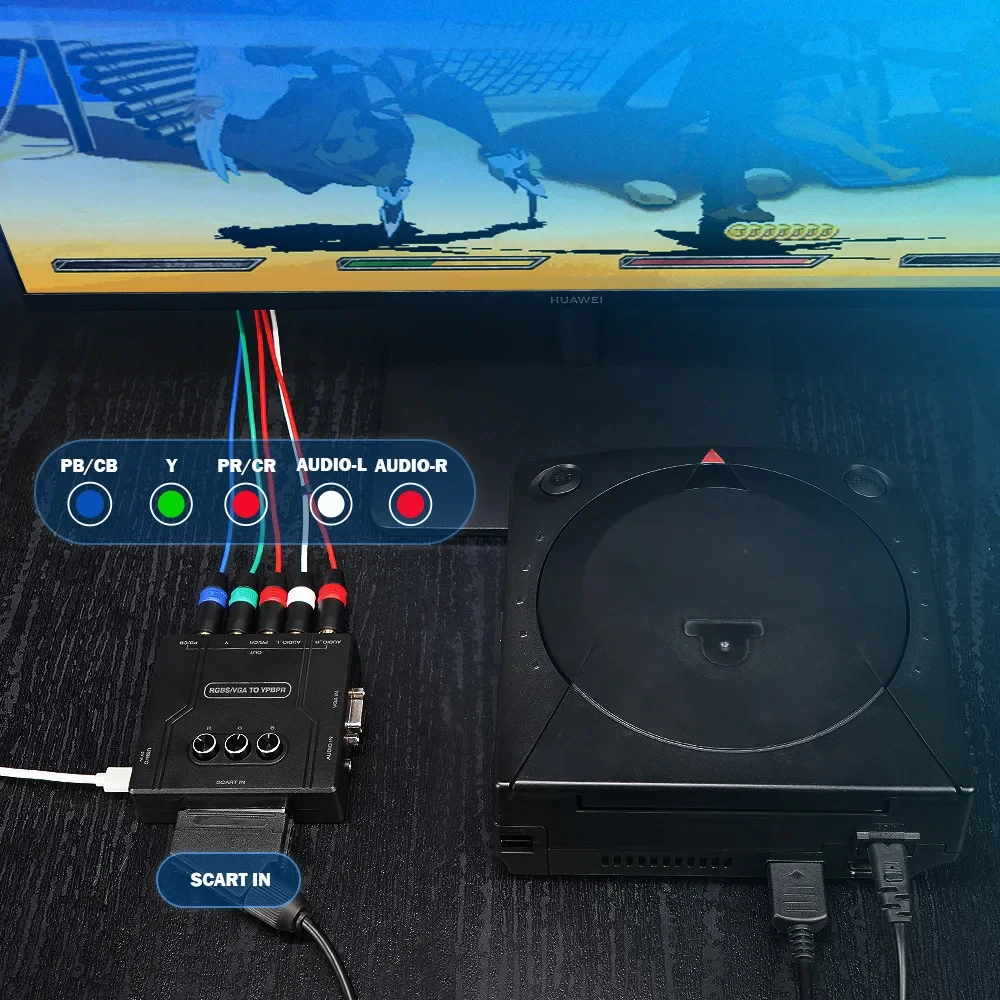 

Конвертер VGA SCART в YPBPR Игровая консоль RGBS VGA SCART в YPBPR Конвертер разницы в цвете Регулируемая яркость цвета