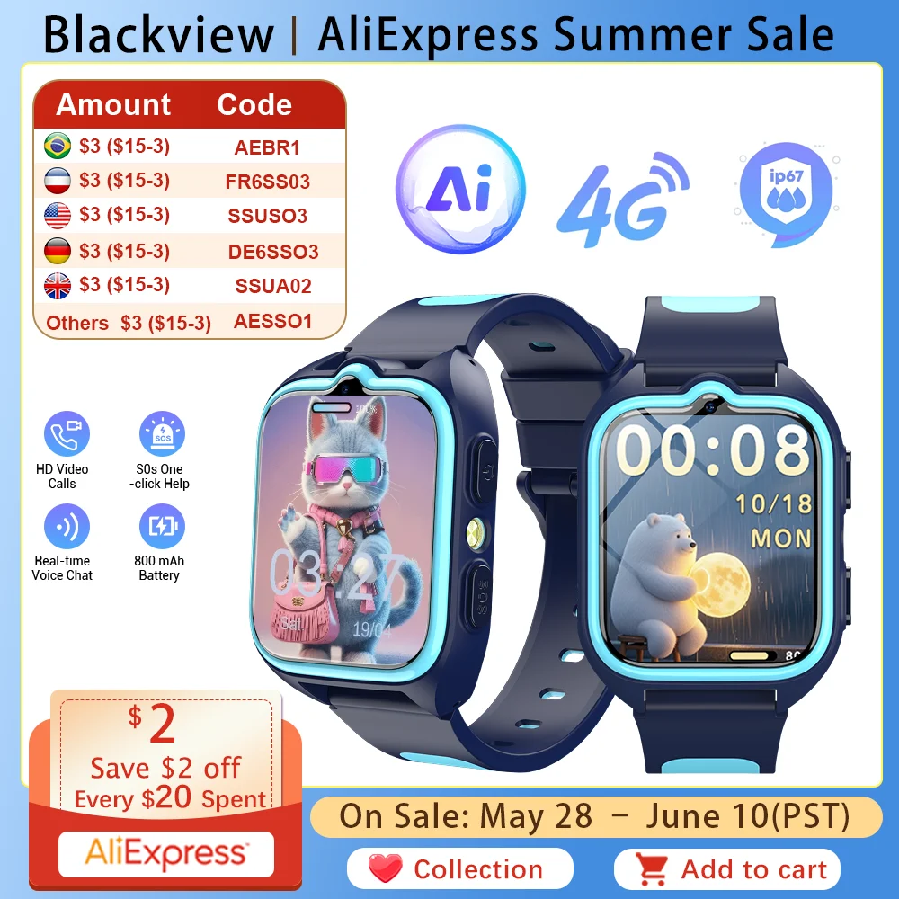 New Z30 Kids Smart Watch Waterproof Video Monitor Tracker 4G Call Watch SOS GPS Location Digital Watches for Chirdren's Gift