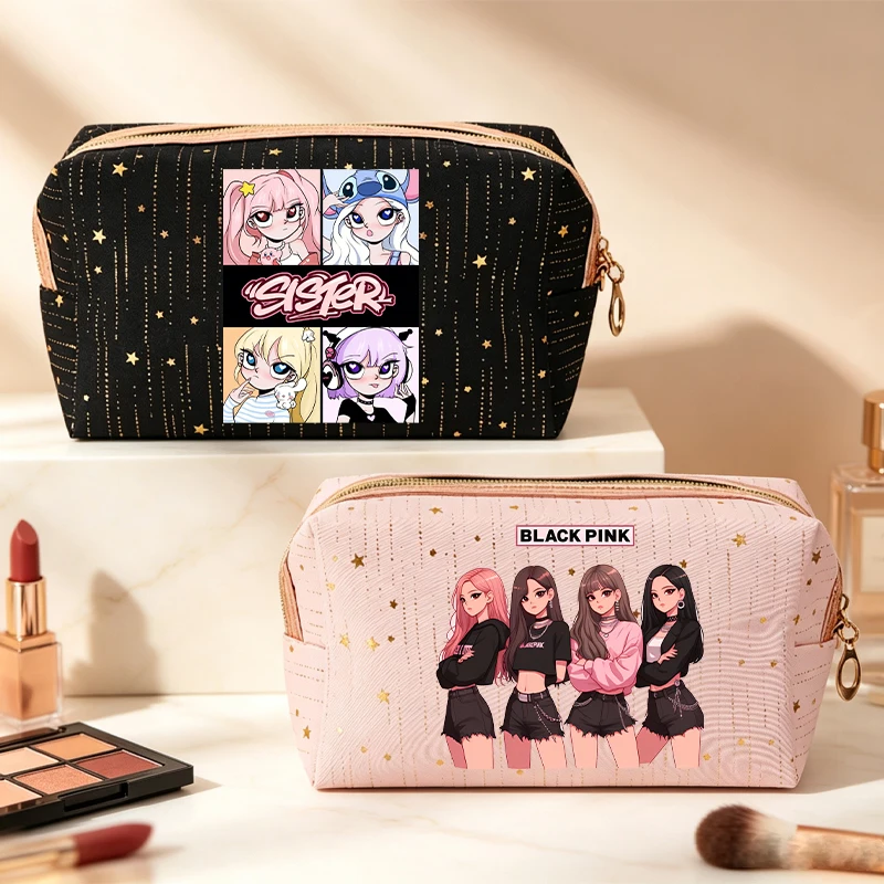 Sac à cosmétiques BlackPink Good-looking Star pour femmes, trousse de maquillage Kpop BP Anime Cartoon Fashion, sacs de toilette portables pour étudiants
