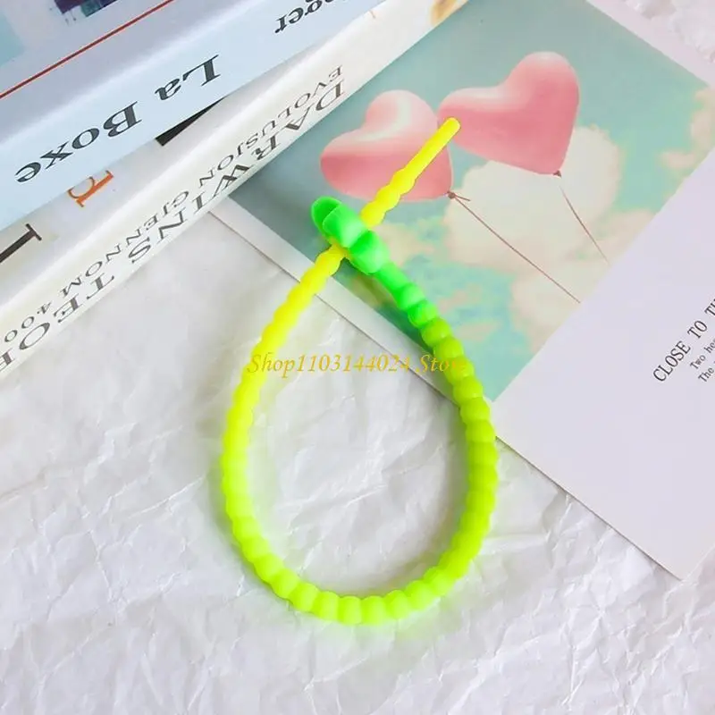 N5KE 25cm Candy-Colored Flowers Silicone Rope Data Line Binding Tape DIY Jewelry Chain Accessories Dress Tags Rope