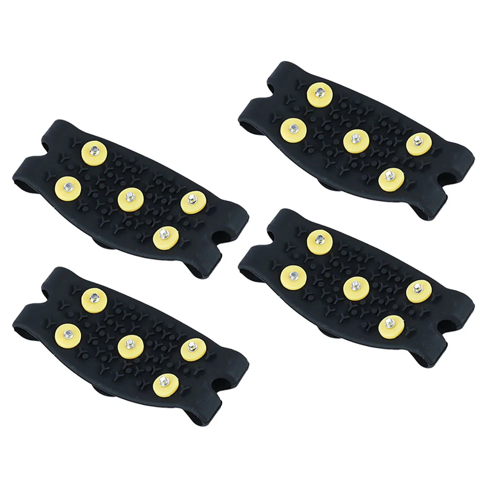 2 Pairs Non-slip Shoe Covers Climbing Ice Grippers Shoes Crampons Covers Spikes for Outdoor Black Boots Snow The