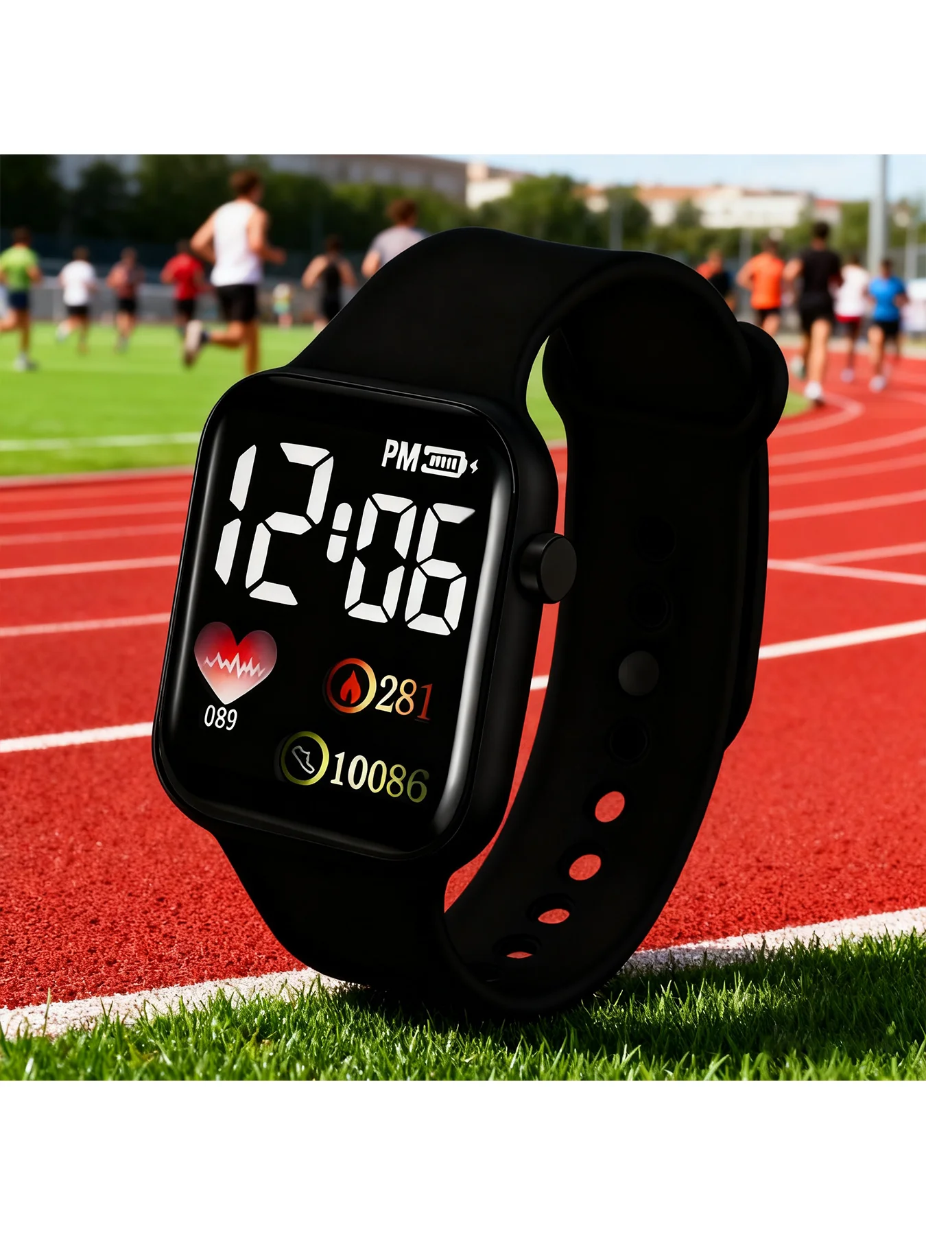 1 piece square unisex electronic watch with large LED digits, simple style electronic wristwatch for men and women