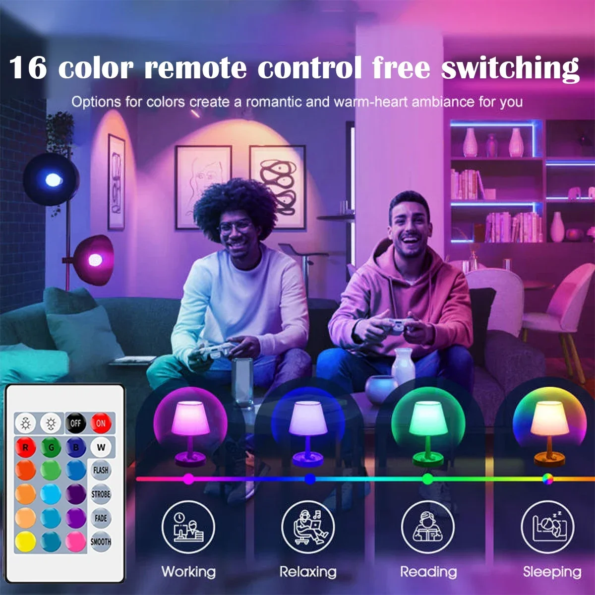 Imagem -06 - Smart Remote Control Spotlight Bulb Lâmpadas Led Infravermelhas Rgbw Color Light Dimming Adequado para Festas em Família 6w 10w 1pc