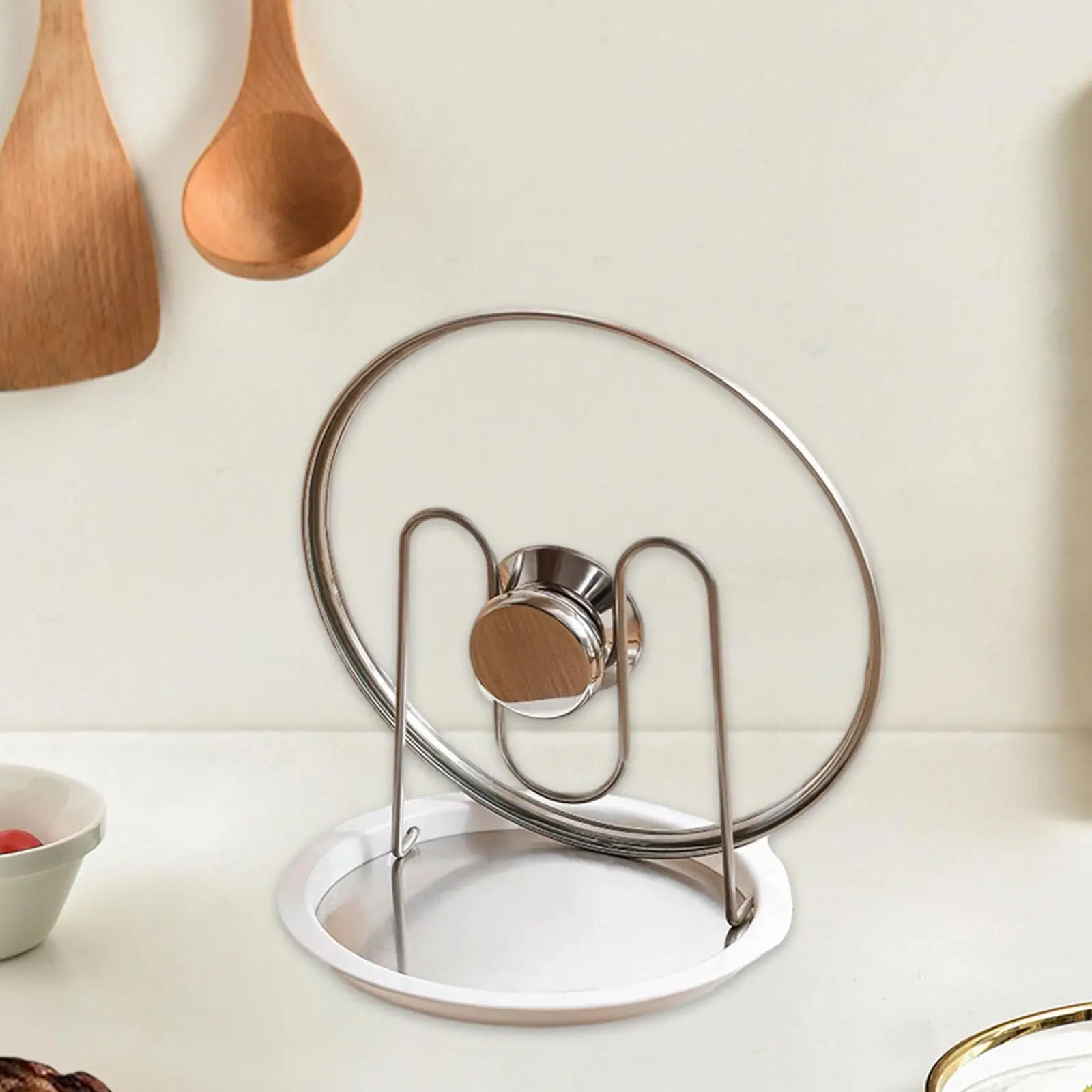 

Pot Lid Holder Stainless Steel Heat Resistant Foldable Cooking Pot Lid Organizer Stand for Stove Top Kitchen Utensil Decoration