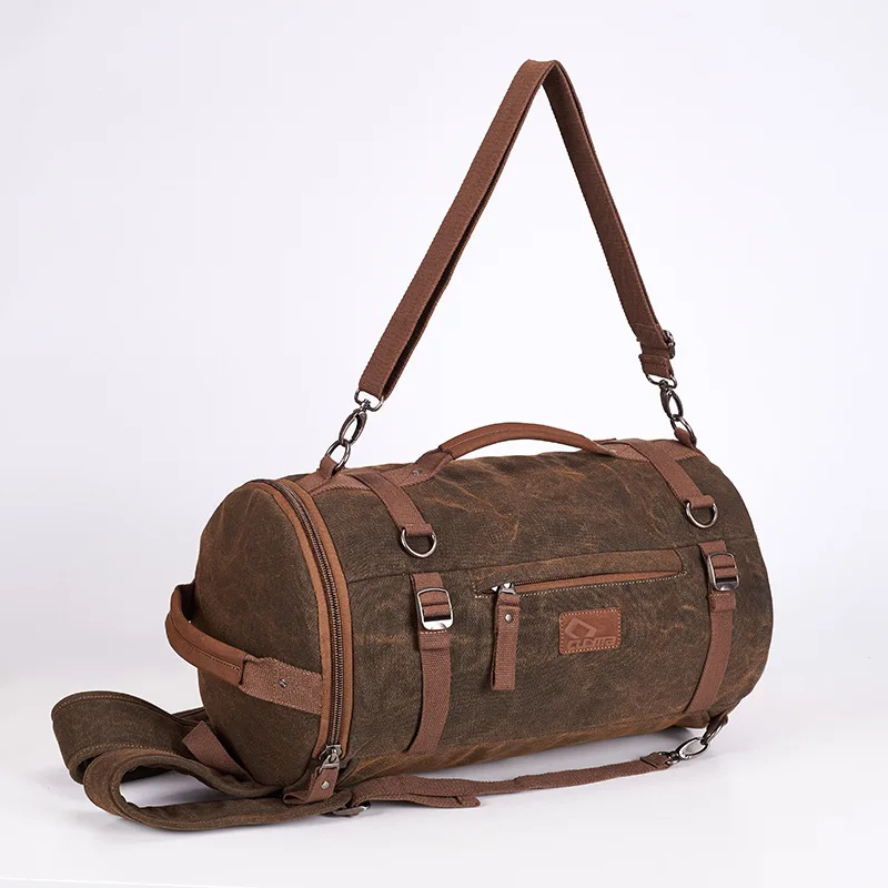 CUCYMA Motorcycle Rear Seat Tail Bag Vintage Washed Canvas Backpack Large Capacity Convertible Luggage for Touring Travel