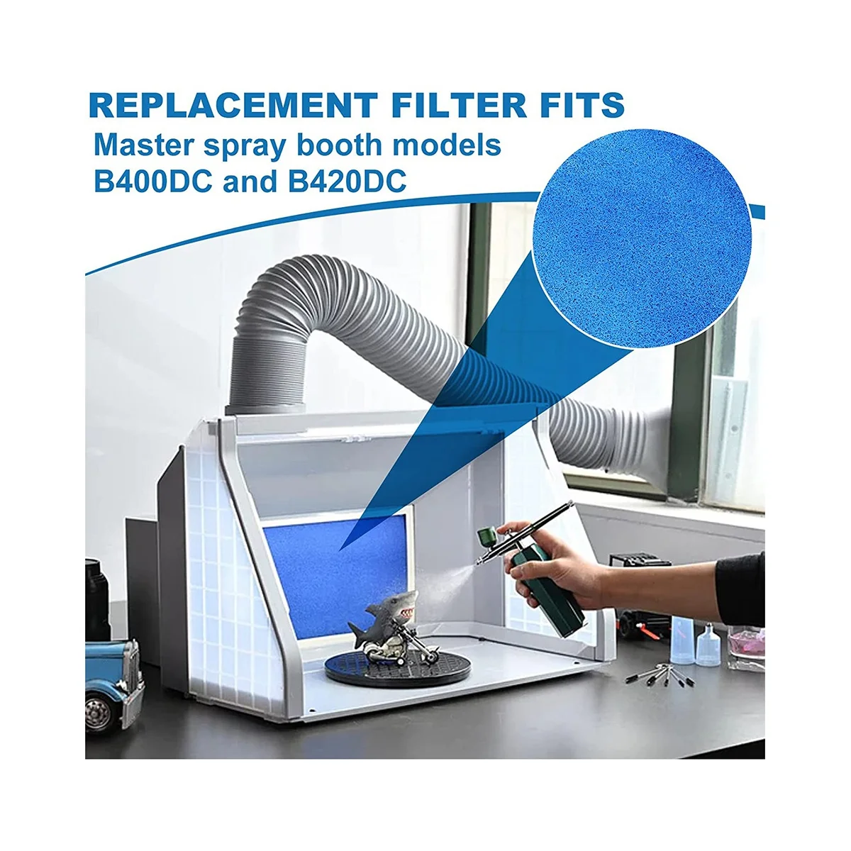 8Pcs Filter Paint Booth Filters Spray Booth Replace Filter for Airbrushing Compatible with Master/Paasche/Sky Enterprise