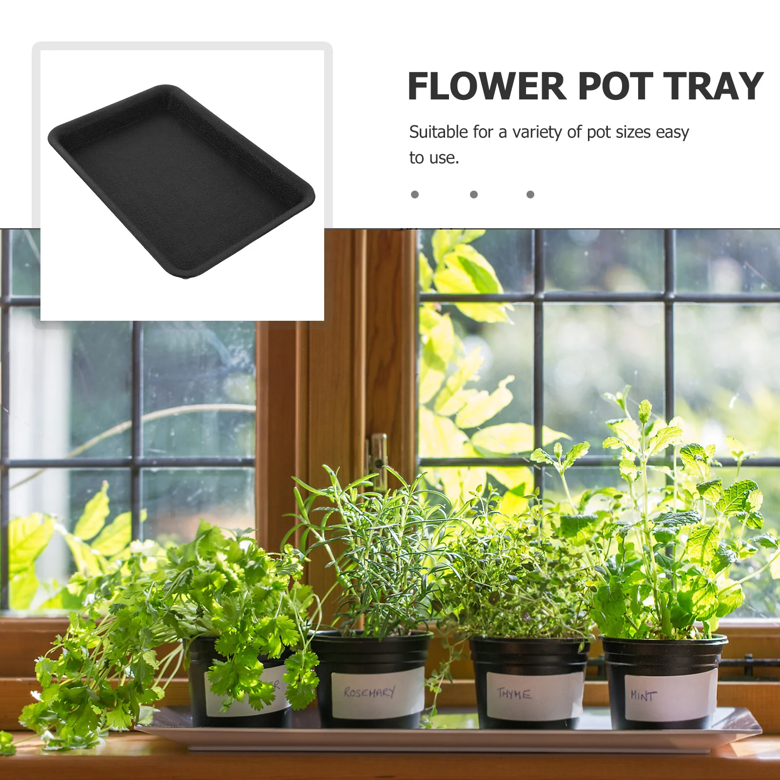 

6pcs Rectangular Plastic Plant Saucer Drip Tray for Pots Indoor Outdoor Garden Flower Pot Water Catcher Planter Plate No Hole