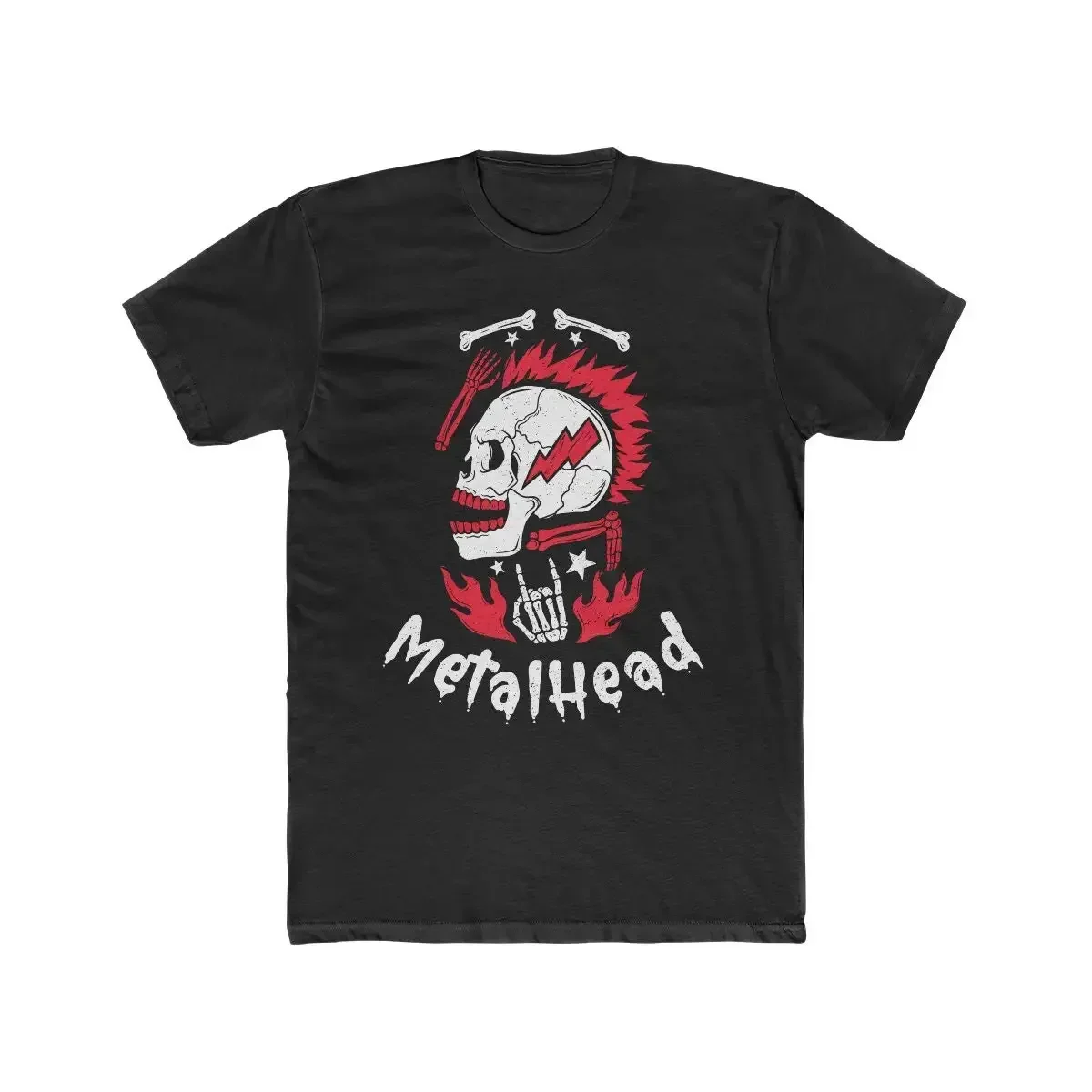 Metalhead T Shirt Metal Skull Flames Men'S Cotton Crew