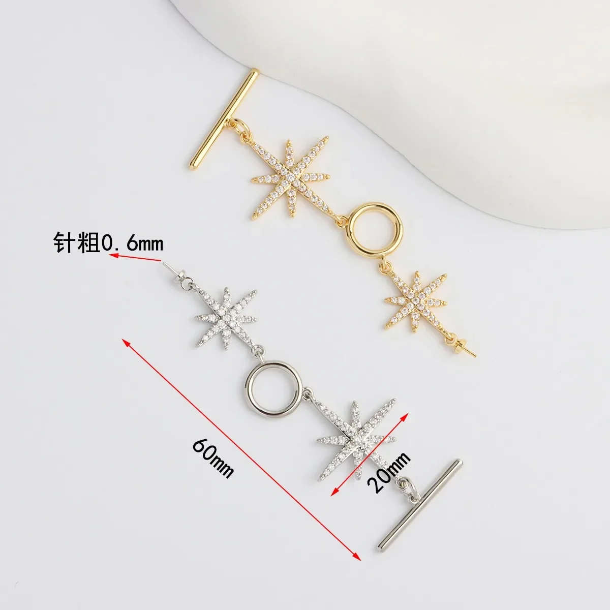 18K مطلية بالذهب مايكرو مطعمة المثمن OT مشبك قلادة ستار الذيل مشبك ربط مشبك DIY بها بنفسك المواد الملحقات #2