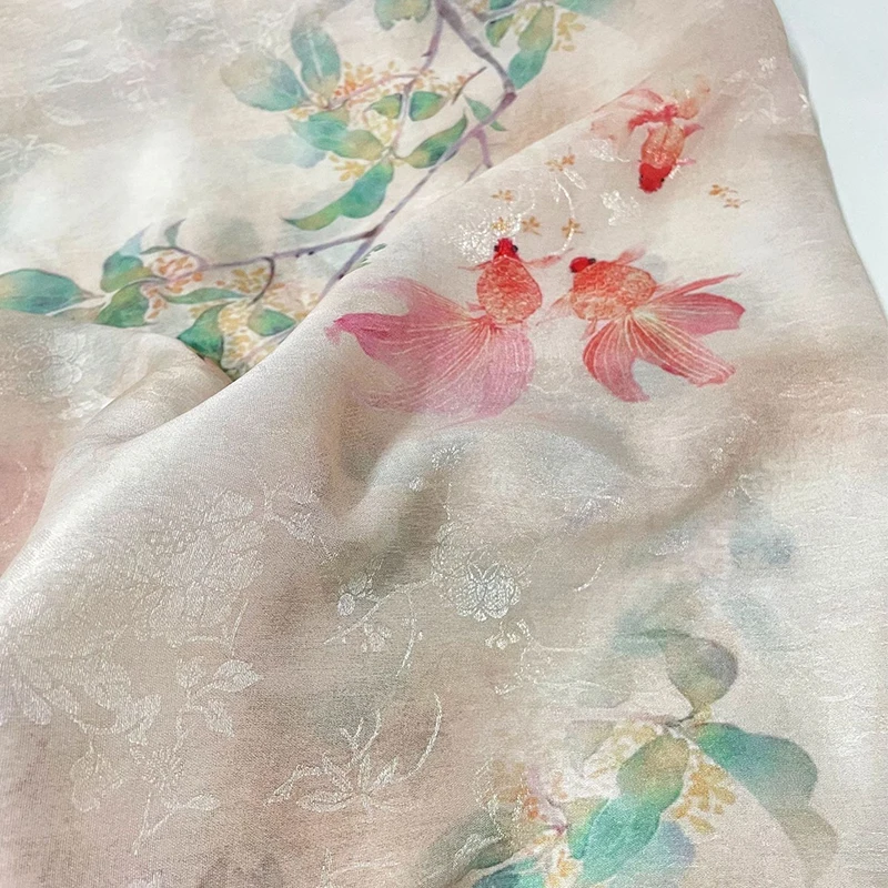 1m 中国風花柄ジャカードプリント生地 デジタルプリント布  - Sewing Garment のレビューと価格