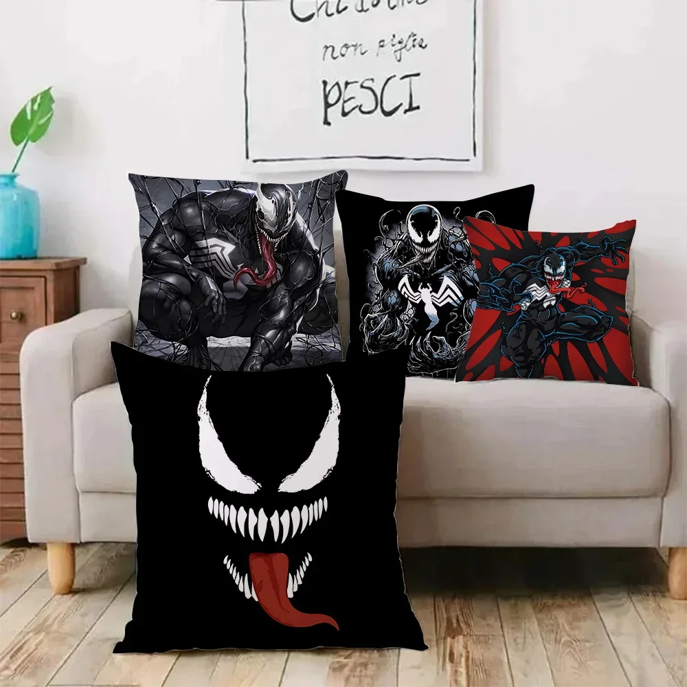 Pillow Covers HOT Movie Venoms Cool Cartoon Sofa Decorative Home Double-sided Printing Short Plush Cute Cushion Cover