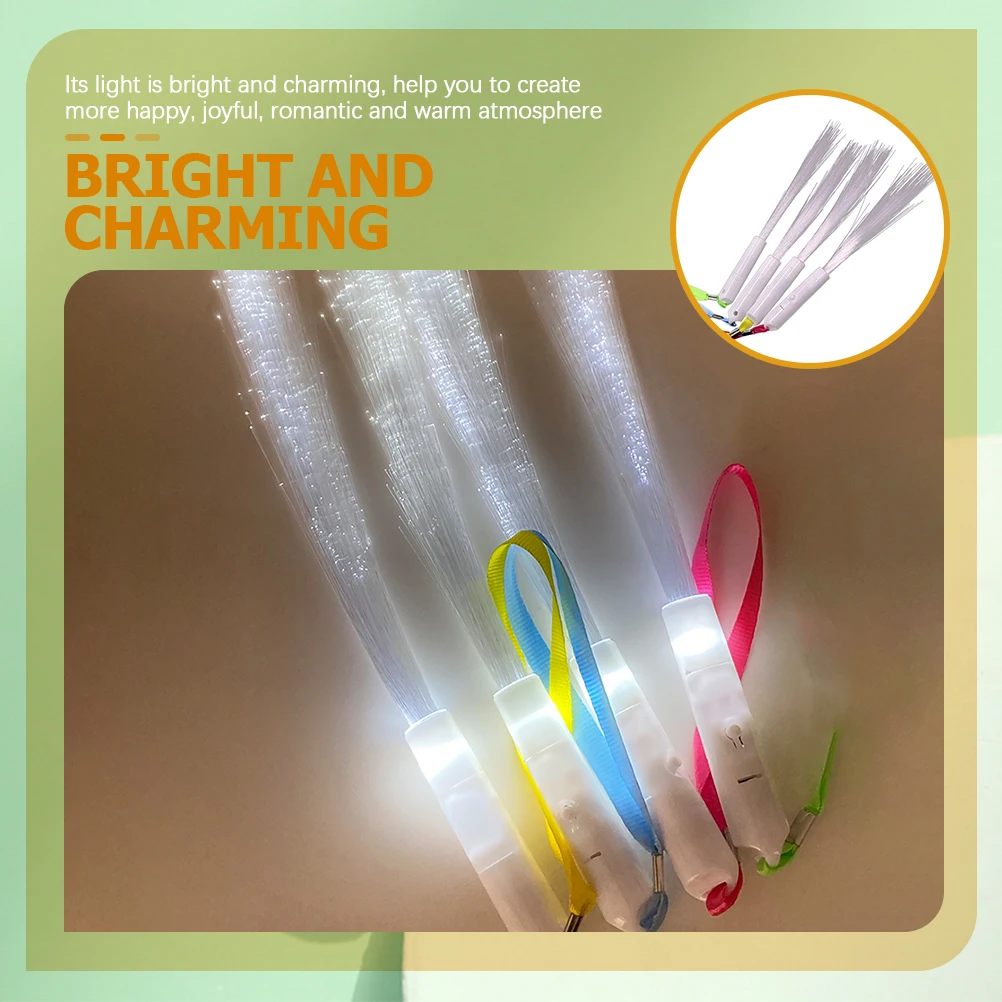 4 Pcs LED Fiber Optic Rod Glow Sticks Light up Toys for Kids Wands Wedding Bulk Flash Flashing Button Cell
