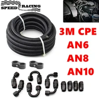 3M AN6/AN8/AN10 CPE accesorios de combustible de aceite extremo de manguera 0 + 45 + 90 + 180 grados Kit adaptador de aceite AN6 línea de manguera de combustible de aceite trenzado con abrazaderas