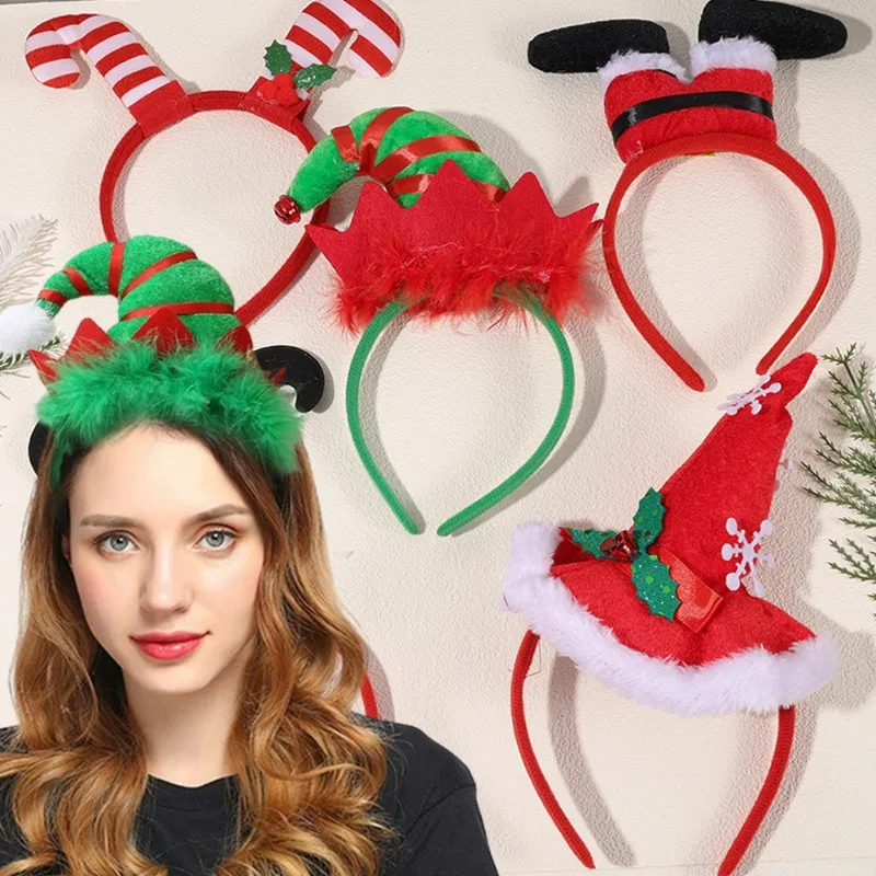 Aro de pelo de Cosplay de Navidad para hombres y mujeres, sombrero de Papá Noel, pierna, diadema de fiesta de Festival para niñas y niños, decoración de cabeza