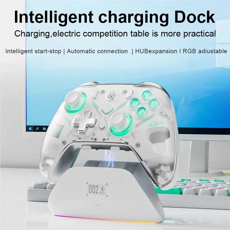 Aolion k20 rgb controlador de jogo sem fio efeito hall joystick gatilho para nintendo switch/pc/telefone com doca carregamento gamepad