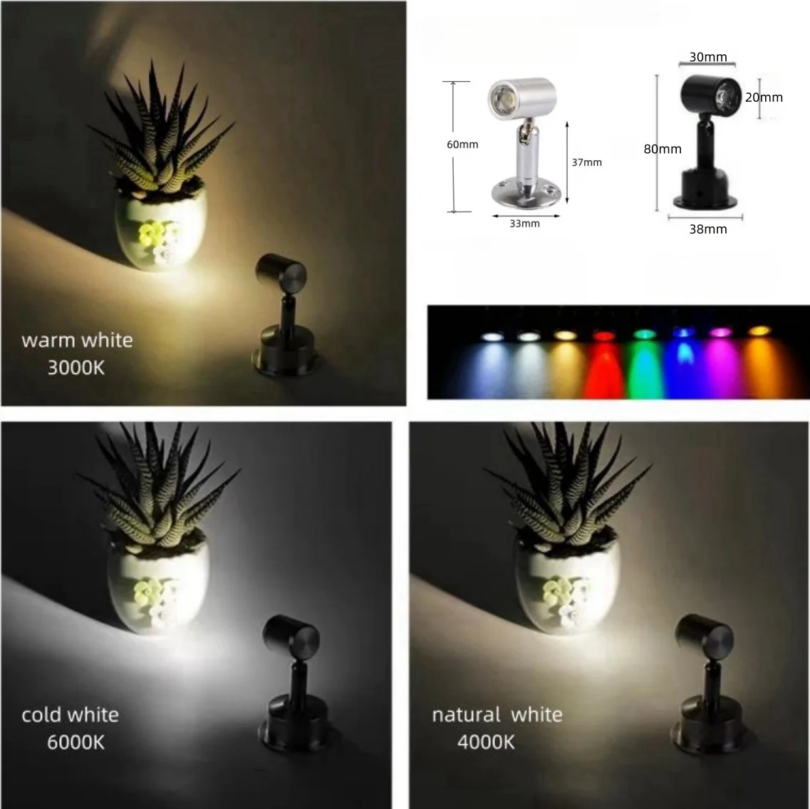 LED Spotlights 3W LED Ceiling Surface Mounted Cabinet Light for Counter Jewelry Display Showcase AC110V 220V DC12V Spot Lamp
