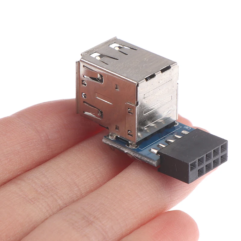 1Pcs 9-pin Motherboard to Dual USB 2.0 Connector Black Motherboard To 2 Ports Usb 2.0 A Female Internal Header Adapter 15g