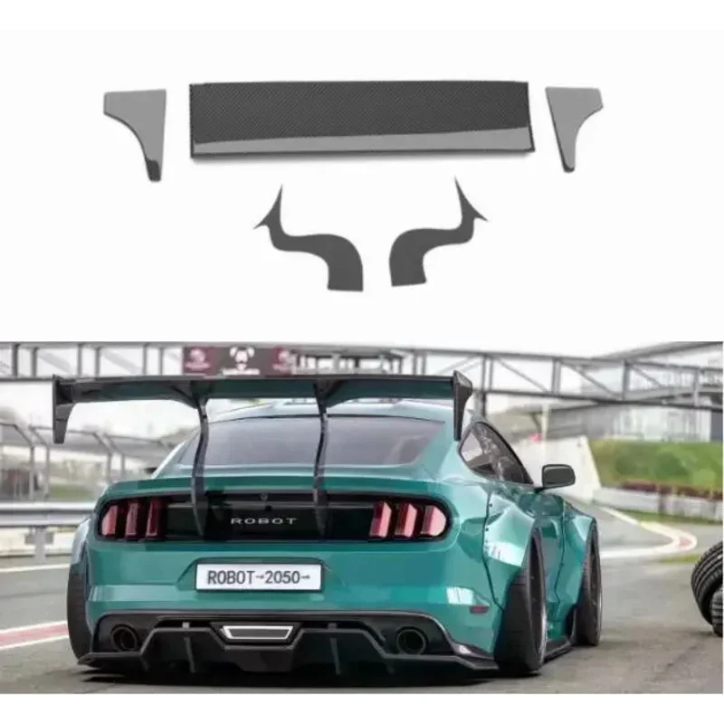 For Ford Mustang 2015 2016 2017 2018 2019 2020 2021 2022 2023  Robot Real Carbon Fiber &Resin Car Rear Wing Trunk Lip Spoiler