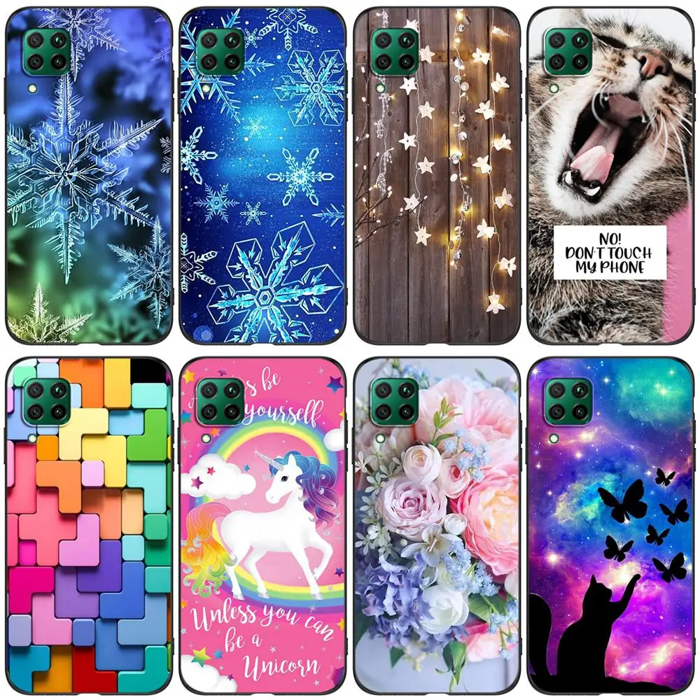 Case For Huawei P40 Lite 4G Nova 6 Se 6se Phone Back Cover Case Back Cover Black Tpu Case unicorn