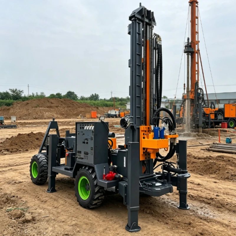 200m 300m Depth Fully Automatic Wheels Hydraulic Water Well Drilling Machines for Core Drill Rig Household Well Equipment
