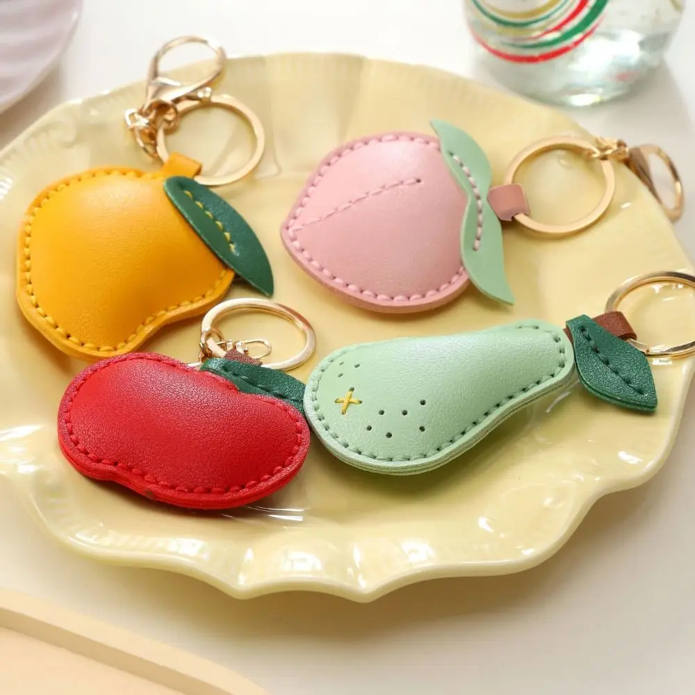 

Portable Cute Fruit Pendant Cherry Peach Leather Keychain Handmade Strawberry Bag Pendant Gift