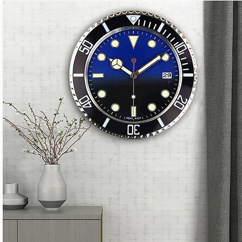 Metal Art Creative Living Room Decorative Silent Sweeping Quartz Wall Clock Modern Round High Density Dial Plate