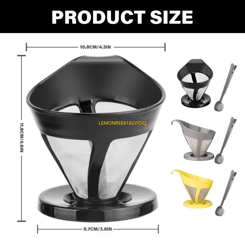 مرشحات القهوة من الفولاذ المقاوم للصدأ M7DF شاشة مرشح القهوة القابلة لإعادة الاستخدام مع ملعقة