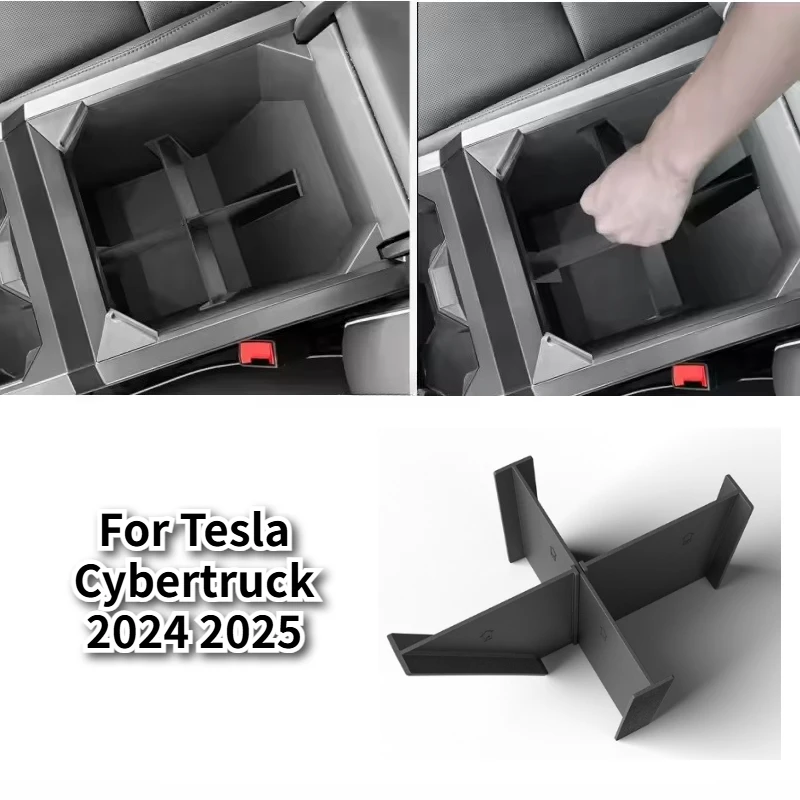 For Tesla Cybertruck 2024-2025 Car Central Armrest Storage Box Container Holder Insert Tray Organizer Partition Car Accessories