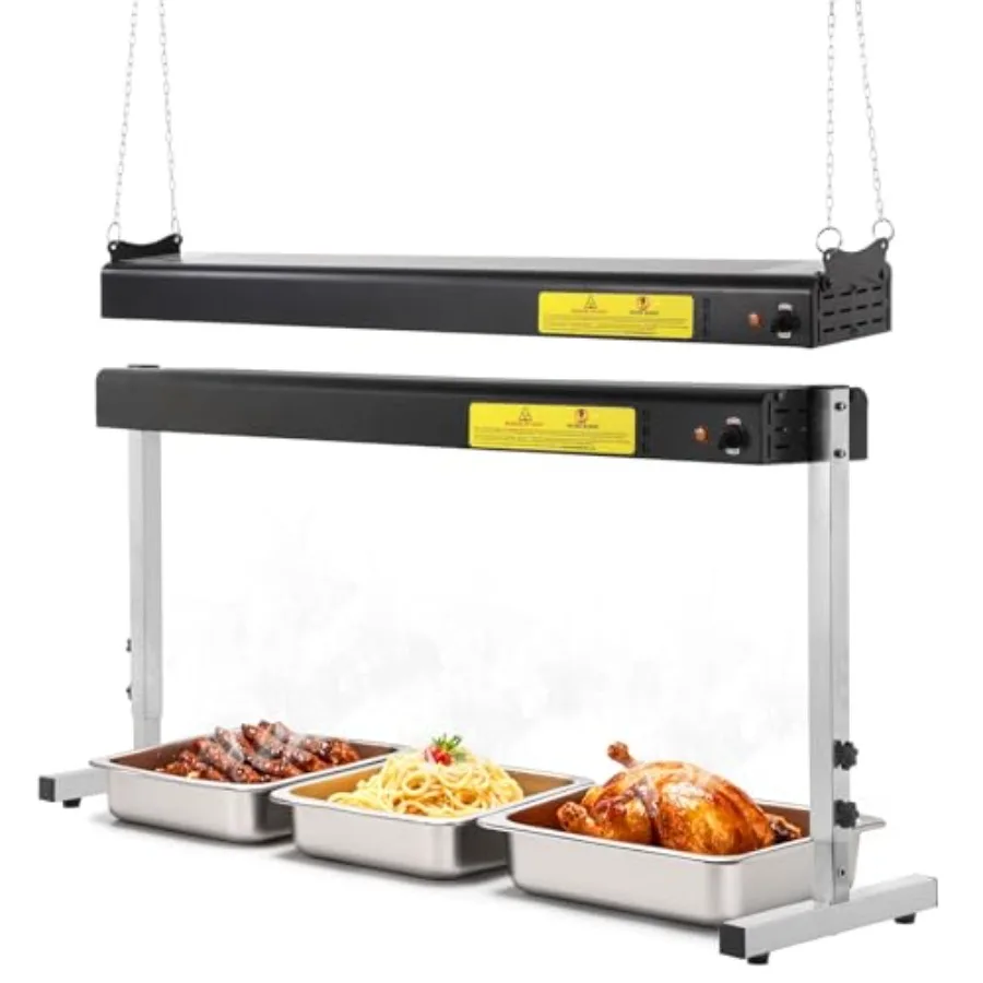 

36-Inch Food Heat Lamp for Buffet Restaurants and Catering, Stainless Steel, Black, 1000W Commercial Electric Overhead Warmer w